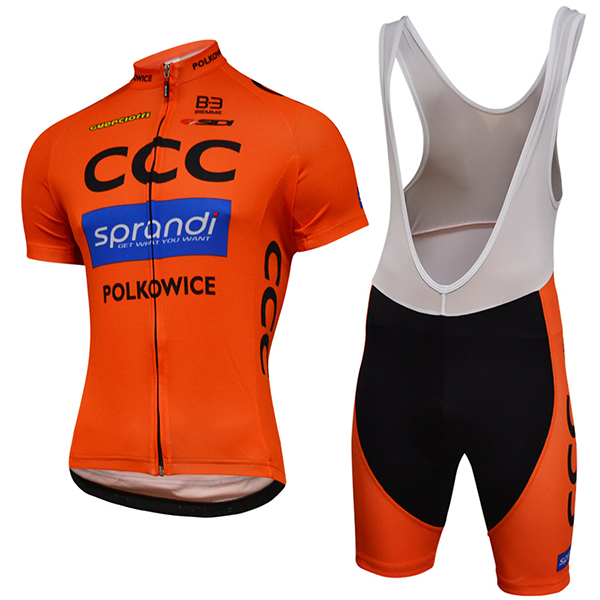 2017 CCC Sprandi Team Fahrradbekleidung Satz Radtrikot Kurzarm+Kurz Trägerhose