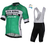 2017 Caja Rural Fahrradbekleidung Satz Radtrikot Kurzarm+Kurz Trägerhose