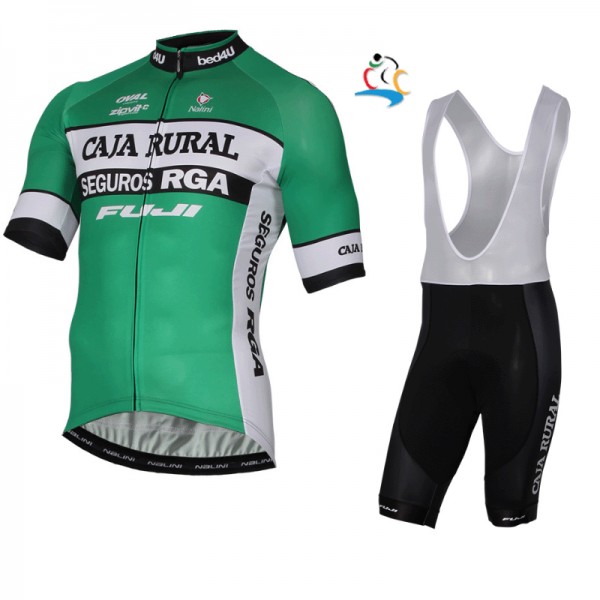 2017 Caja Rural Fahrradbekleidung Satz Radtrikot Kurzarm+Kurz Trägerhose