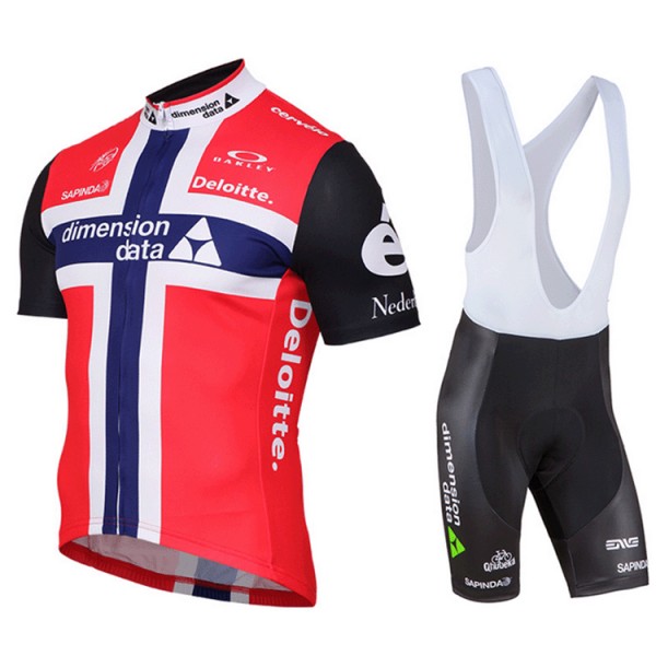 DIMENSION DATA 2017 Norwegian Champion Fahrradbekleidung Satz Radtrikot Kurzarm+Kurz Trägerhose