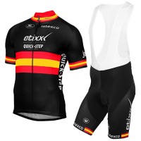 ETIXX-QUICK STEP 2017 Schwarz Rot Gelb Fahrradbekleidung Satz Radtrikot Kurzarm+Kurz Trägerhose