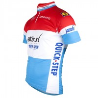 ETIXX-QUICK STEP 2017 Luxembourgian Champion Rot Blau Radtrikot Kurzarm
