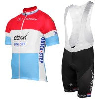ETIXX-QUICK STEP 2017 Luxembourgian Champion Rot Weiß Blau Fahrradbekleidung Satz Radtrikot Kurzarm+Kurz Träger