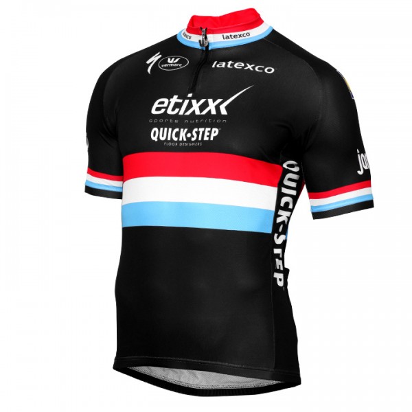 ETIXX-QUICK STEP 2017 Luxembourgian Champion Schwarz Radtrikot Kurzarm