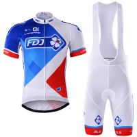 2017 FDJ Proteam Fahrradbekleidung Satz Radtrikot Kurzarm+Kurz Trägerhose