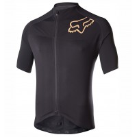 2017 Team FOX Homme Schwarz Gold Radtrikot Kurzarm