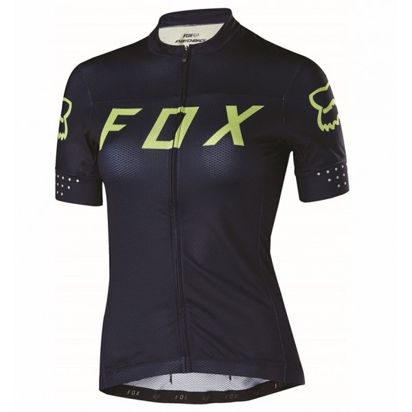 2017 Team FOX Damen Schwarz Gelb Radtrikot Kurzarm