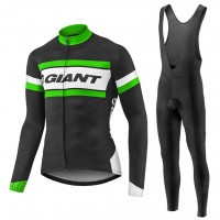 2017 Giant Grün Schwarz Fahrradbekleidung Satz Radtrikot Langarm+Lang Trägerhose