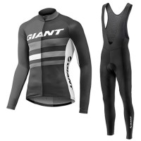 2017 Giant Fahrradbekleidung Satz Radtrikot Langarm+Lang Trägerhose Schwarz