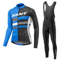 2017 Giant Fahrradbekleidung Satz Radtrikot Langarm+Lang Trägerhose Blau