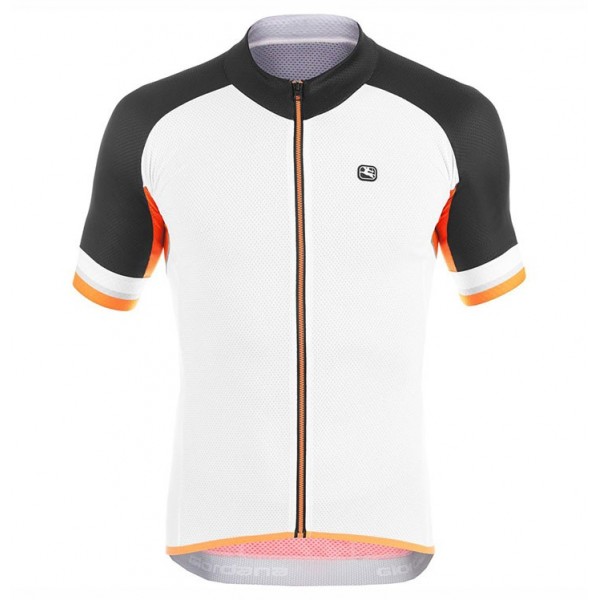 2017 Giordana Silber Line Weiß-Noir-orange Radtrikot Kurzarm