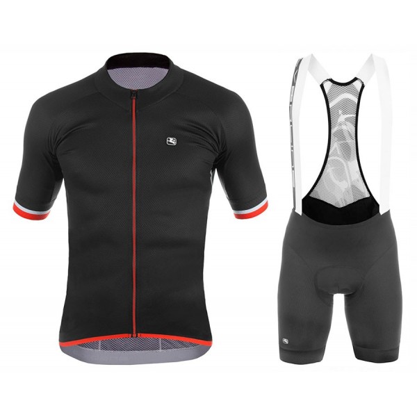 2017 Giordana Silber Line Schwarz-Rot Fahrradbekleidung Satz Radtrikot Kurzarm+Kurz Trägerhose