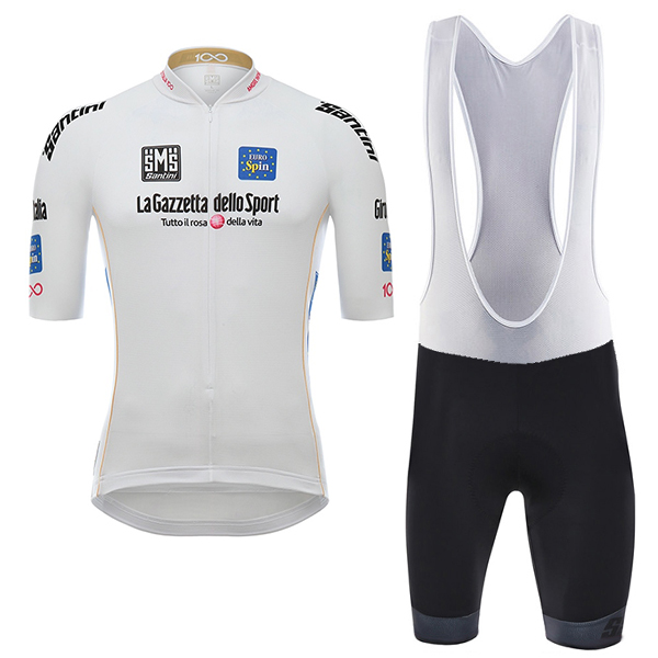 Giro d'Italia 2017 Weiß Fahrradbekleidung Satz Radtrikot Kurzarm+Kurz Trägerhose