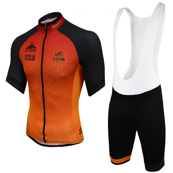 Giro d'Italia 2017 Etna Fahrradbekleidung Satz Radtrikot Kurzarm+Kurz Trägerhose