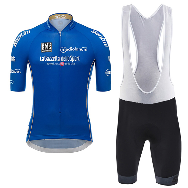 Giro d'Italia 2017 Blau Fahrradbekleidung Satz Radtrikot Kurzarm+Kurz Trägerhose