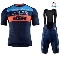 2017 KTM Blau-Orange Fahrradbekleidung Satz Radtrikot Kurzarm+Kurz Trägerhose