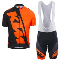 KTM 2017 Fahrradbekleidung Satz Radtrikot Kurzarm+Kurz Trägerhose orange Schwarz