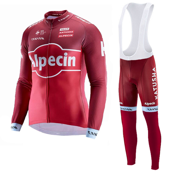 2017 KATUSHA Alpecin Fahrradbekleidung Satz Radtrikot Langarm+Lang Trägerhose