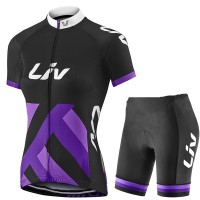 2017 Liv Damen Schwarz-lila Fahrradbekleidung Satz Radtrikot Kurzarm+Kurz Radhose