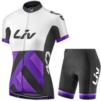 2017 Liv Damen Weiß-lila Fahrradbekleidung Satz Radtrikot Kurzarm+Kurz Radhose
