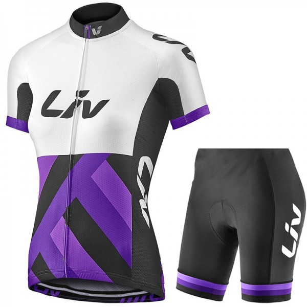 2017 Liv Damen Weiß-lila Fahrradbekleidung Satz Radtrikot Kurzarm+Kurz Radhose