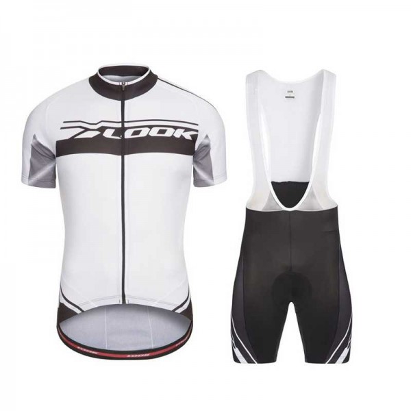 Look 2017 Weiß Fahrradbekleidung Satz Radtrikot Kurzarm+Kurz Trägerhose