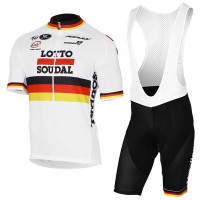 2017 LOTTO SOUDAL Germany Weiß Fahrradbekleidung Satz Radtrikot Kurzarm+Kurz Trägerhose