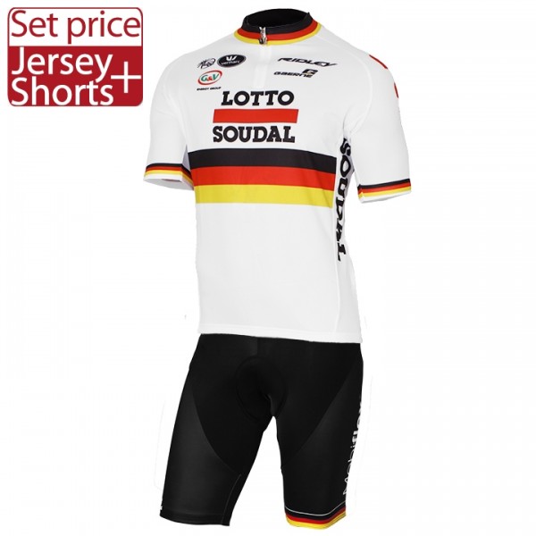 2017 LOTTO SOUDAL Germany Weiß Fahrradbekleidung Satz Radtrikot Kurzarm+Kurz Radhose