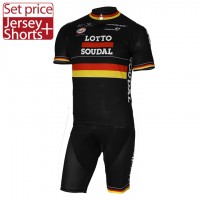 2017 LOTTO SOUDAL Germany Schwarz Fahrradbekleidung Satz Radtrikot Kurzarm+Kurz Radhose
