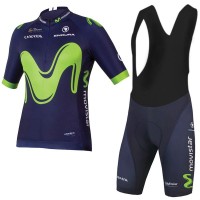 2017 Movistar Fahrradbekleidung Satz Radtrikot Kurzarm+Kurz Trägerhose