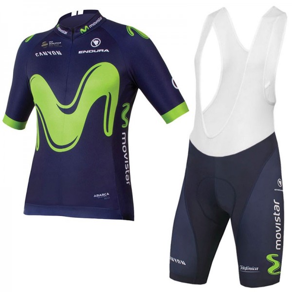 2017 Movistar Fahrradbekleidung Satz Radtrikot Kurzarm+Kurz Tr