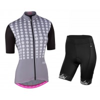 2017 Nalini PRO Optical Damen Grau Fahrradbekleidung Satz Radtrikot Kurzarm+Kurz Trägerhose