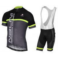 2017 Nalini PRO Brivio Schwarz-Gris Fahrradbekleidung Satz Radtrikot Kurzarm+Kurz Trägerhose