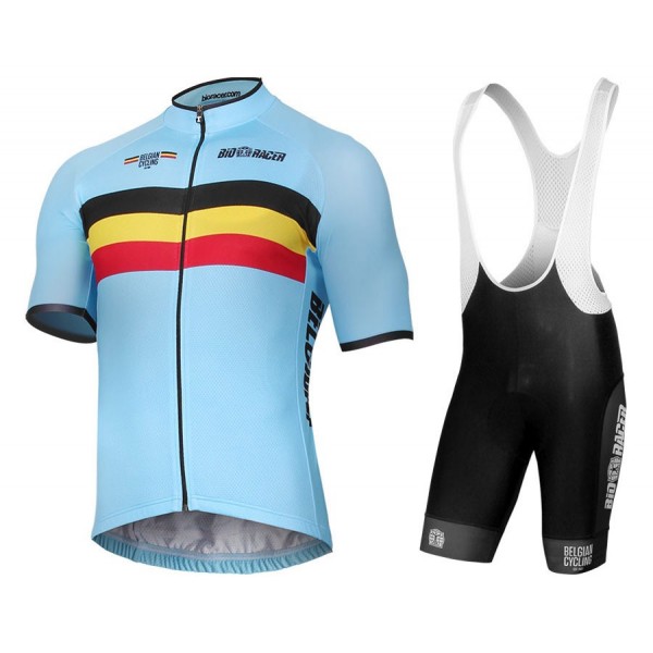 2017 Belgique National Team Fahrradbekleidung Satz Radtrikot Kurzarm+Kurz Trägerhose