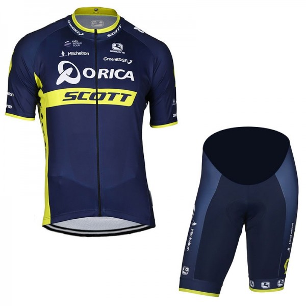 2017 Orica Scott Fahrradbekleidung Satz Radtrikot Kurzarm+Kurz Radhose