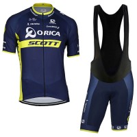 2017 Orica Scott Fahrradbekleidung Satz Radtrikot Kurzarm+Kurz Trägerhose Schwarz