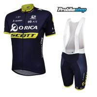 Damen Orica Scott Pro 2017 Fahrradbekleidung Satz Radtrikot Kurzarm+Kurz Trägerhose Schwarz