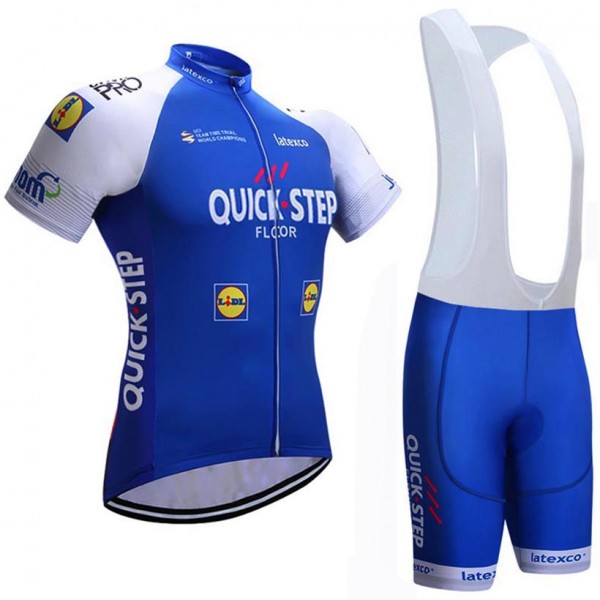 2017 Quick Step Floors Fahrradbekleidung Satz Radtrikot Kurzarm+Kurz Trägerhose
