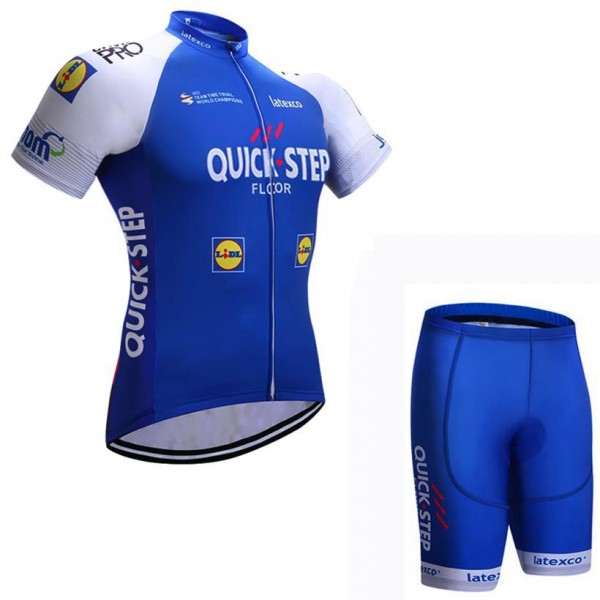 2017 Quick Step Floors Fahrradbekleidung Satz Radtrikot Kurzarm+Kurz Radhose