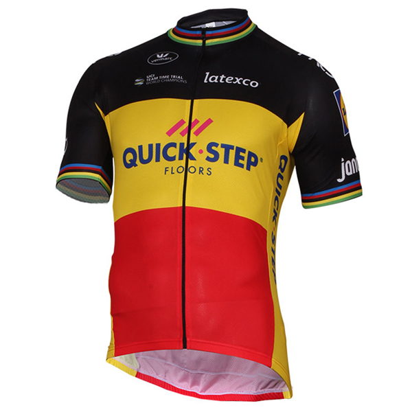 Quick Step Floors 2017 Schwarz Gelb Radtrikot Kurzarm