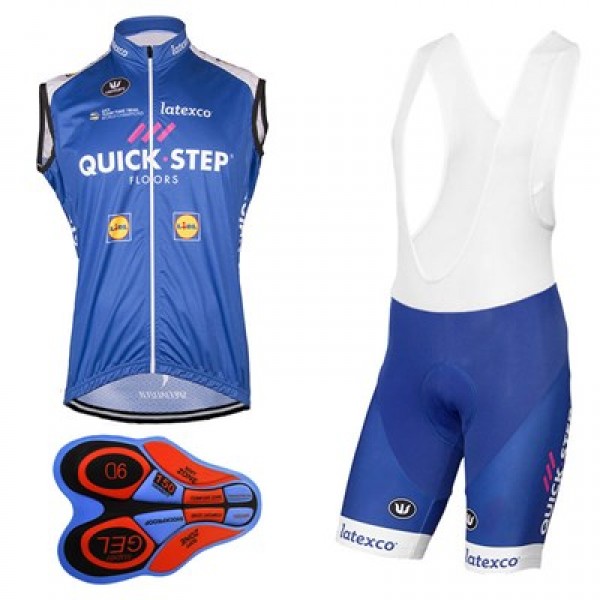 Quick Step Floors 2017 Pro ärmelloses Trikot Blau+Kurz Trägerhose