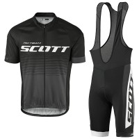 2017 Scott Rc Schwarz Grau Fahrradbekleidung Satz Radtrikot Kurzarm+Kurz Trägerhose