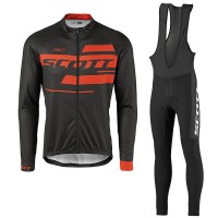 2017 Scott Rc Schwarz-Rot Fahrradbekleidung Satz Radtrikot Langarm+Lang Trägerhose