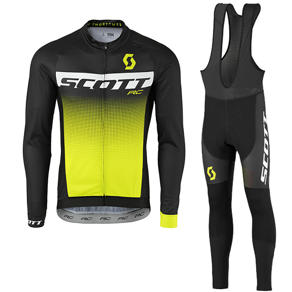 2017 Scott Rc Schwarz Weiß Gelb Fahrradbekleidung Satz Radtrikot Langarm+Lang Trägerhose 2017 Scott Rc Schwarz Weiß Gelb Fahrradbekleidung Satz Radtrikot Langarm+Lang Trägerhose