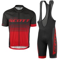 2017 Scott Rc Schwarz Rot Fahrradbekleidung Satz Radtrikot Kurzarm+Kurz Trägerhose
