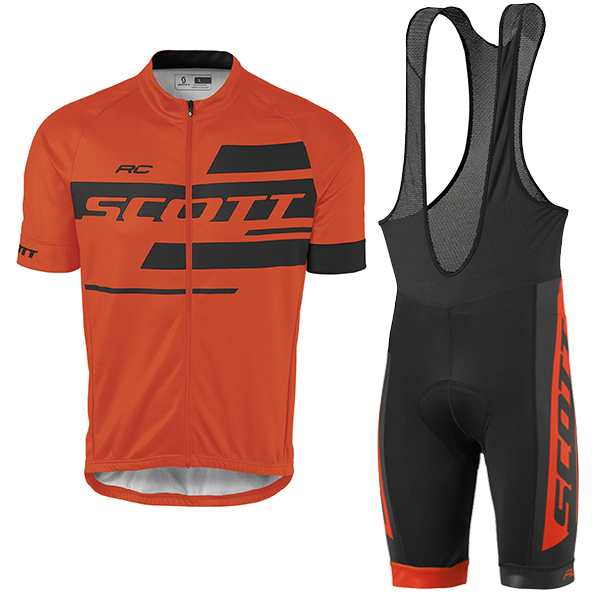 2017 Scott Rc orange Fahrradbekleidung Satz Radtrikot Kurzarm+Kurz Trägerhose