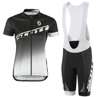 2017 Scott Damen Schwarz Weiß Fahrradbekleidung Satz Radtrikot Kurzarm+Kurz Trägerhose