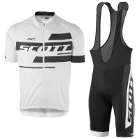 2017 Scott Rc Weiß Schwarz Fahrradbekleidung Satz Radtrikot Kurzarm+Kurz Trägerhose vente