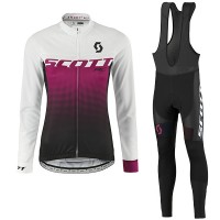 2017 Scott Rc Damen Weiß lila Fahrradbekleidung Satz Radtrikot Langarm+Lang Trägerhose