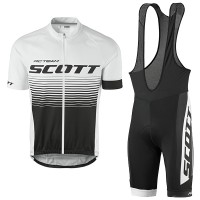 2017 Scott Rc Weiß Schwarz Fahrradbekleidung Satz Radtrikot Kurzarm+Kurz Trägerhose